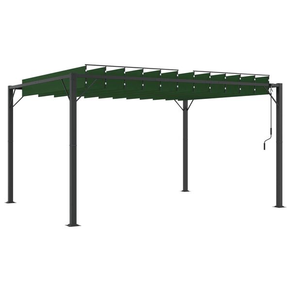 vidaXL Gazebo, jossa on s&auml;ilytyskatos Vihre&auml; 3 x 4 x 2,14 m