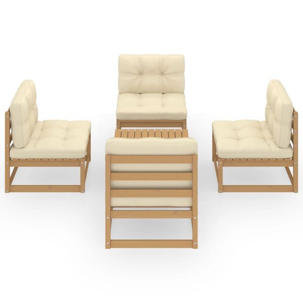 vidaXL 5-osainen Puutarhasohvasarja tyynyillä täysi mänty