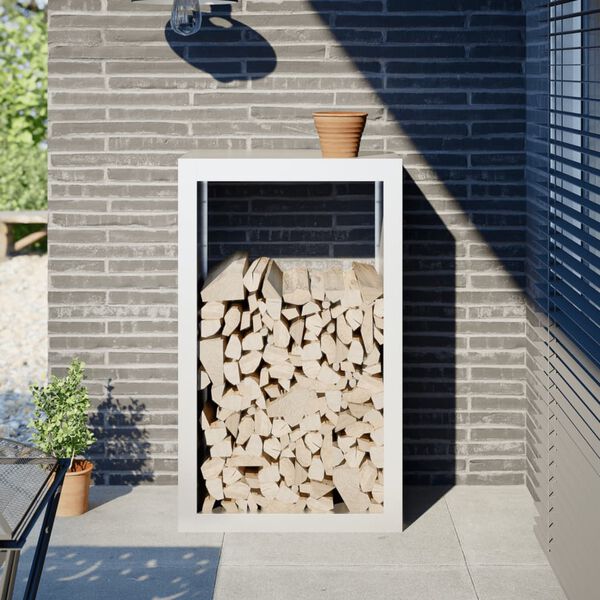 vidaXL Polttopuuteline valkoinen 60x40x100 cm ter&auml;s