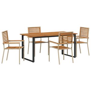 vidaXL Piharuokailu setti 5 pcs Beige Tihe&auml; akasiapuu