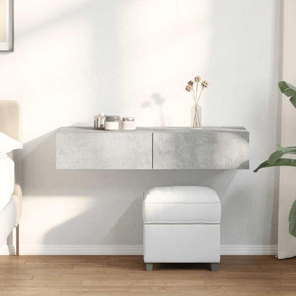 vidaXL Sein&auml;hylly laatikoilla betoninharmaa 100x36x19 cm tekninen puu