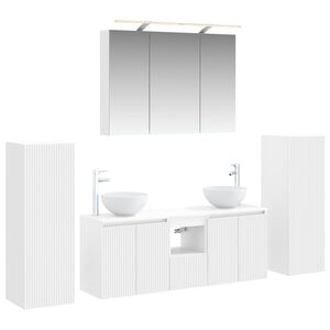vidaXL Kylpyhuonekalustesetti 6 pcs valkoinen Tekninen puu ja lasi