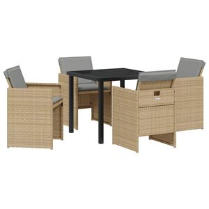 vidaXL Piharuokailu setti 5 kpl Beige polyrottinki