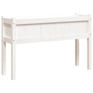 vidaXL Ulkokukkalaatikko jaloilla valkoinen 110x31x70 cm t&auml;ysi m&auml;nty