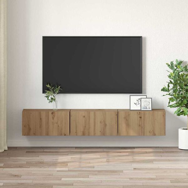 vidaXL TV-tasosetti 3 pcs Ruskea 60 x 30 x 30 cm Tekninen puu