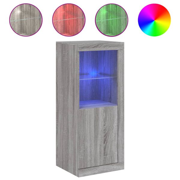 vidaXL Senkki LED-valoilla harmaa Sonoma 41x37x100 cm