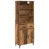 vidaXL Korkea kaappi Vanha puu 69,5 x 34 x 180 cm Tekninen puu