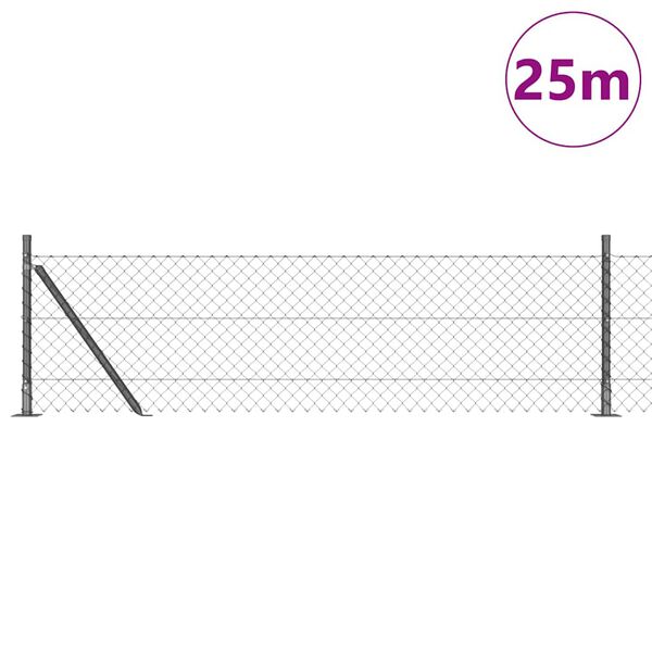 vidaXL Aitalatu Harmaa 25 x 0,6 m (40 x 40 mm verkko) Ter&auml;s ja PVC