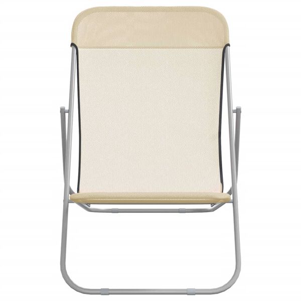 vidaXL Taitettavat rantatuolit 2 kpl kerma kangas/jauhemaalattu ter&auml;s