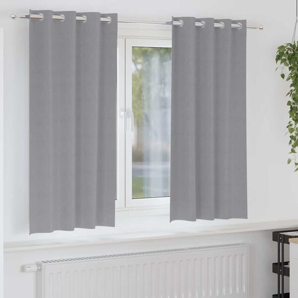 vidaXL Piment&auml;v&auml; verho renkailla 2 pcs Vaaleanharmaa 175 x 140 cm