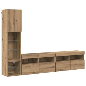 vidaXL TV-sein&auml;yksikk&ouml; LED-valoilla 4 pcs Artisan tammi Tekninen puu