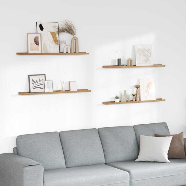 vidaXL Sein&auml;hylly hyllyll&auml; 4 pcs Ruskea 100 x 9 x 3 cm Tekninen puu