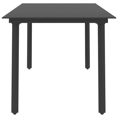 vidaXL Puutarhan ruokapöytä musta 190x90x74 cm teräs ja lasi
