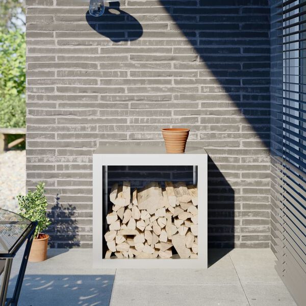 vidaXL Polttopuuteline valkoinen 60x40x60 cm ter&auml;s