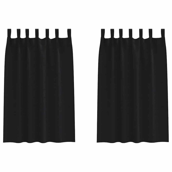 vidaXL Piment&auml;v&auml; verho renkailla 2 pcs Musta 175 x 140 cm Polyesteri