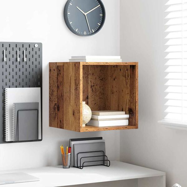 vidaXL Seinäkaappi hyllyllä Vanha puu 37 x 37 x 37 cm Tekninen puu