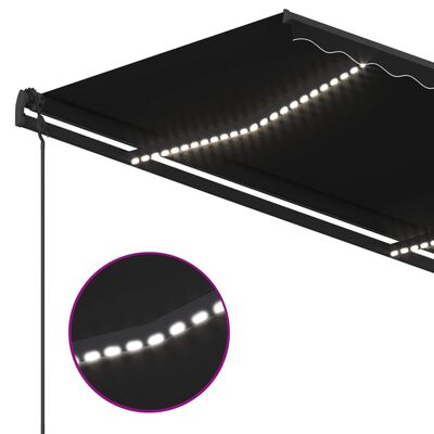 vidaXL Manuaalisesti kelattava markiisi LED-valot 4,5x3,5m antrasiitti