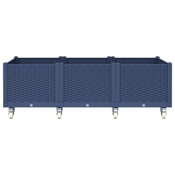 vidaXL Ulkokukkalaatikko py&ouml;rill&auml; sininen harmaa 150x80x54 cm PP