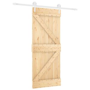 vidaXL Liukuovi 85 x 210 cm Massiivinen m&auml;nty (k&auml;sittelem&auml;t&ouml;n)