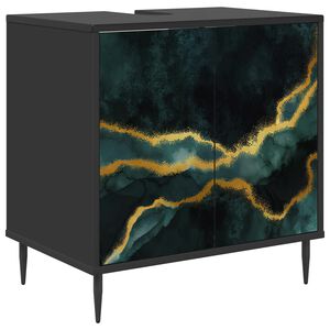 vidaXL Kylpyhuonekaappi WIJHE Musta tammi 60 x 40 x 61 cm Tekninen puu