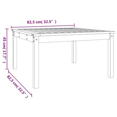 vidaXL Puutarhapöytä 82,5x82,5x45 cm täysi mänty