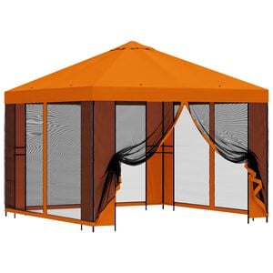 vidaXL Puutarhamaja sivuseinill&auml; 3 x 3 m Oranssi Polyesteri ja ter&auml;s