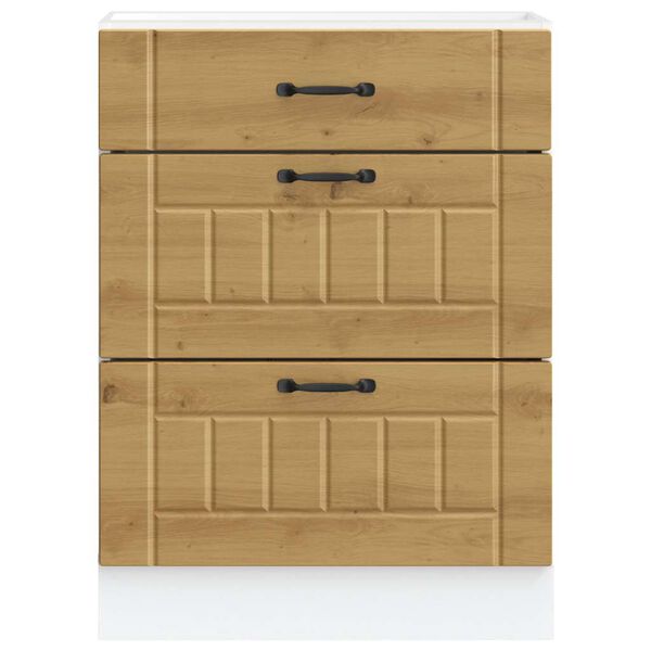 vidaXL Keitti&ouml;n pohjakaappi Lucca k&auml;sity&ouml;l&auml;inen tammi suunniteltu puu