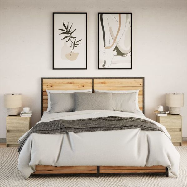 vidaXL Yöpöytä LED-valoilla 2 kpl Sonoma-tammi tekninen puu