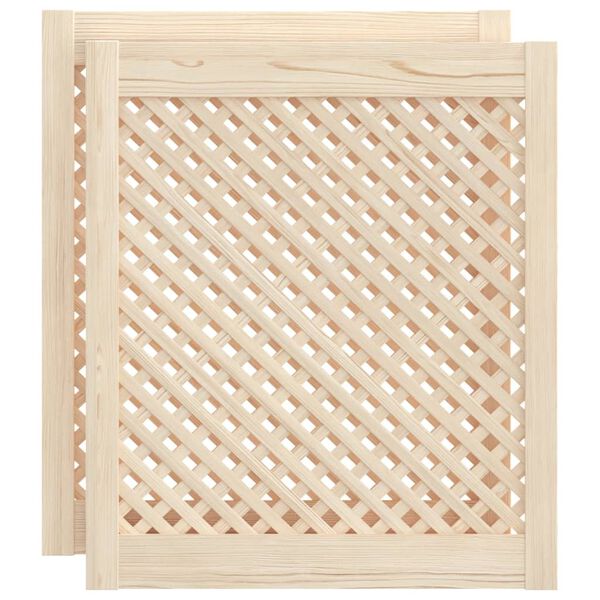 vidaXL Kaapin ovet ristikkomuotoilu 2 kpl 59,5x69 cm täysi mänty