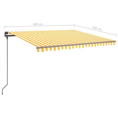 vidaXL Manuaalisesti kelattava markiisi LED-valot 4,5x3,5 m keltavalk.
