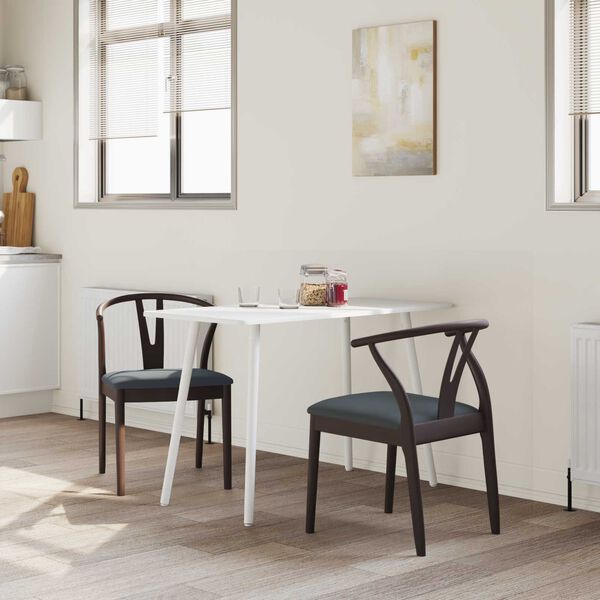 vidaXL Ruokatuoli 2 pcs Vaaleanruskea ja musta Kest&auml;v&auml; Kumipuinen