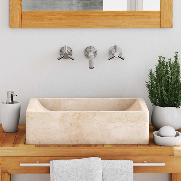 vidaXL Pesuallas 45x30x12 cm marmori korkeakiilto kerma