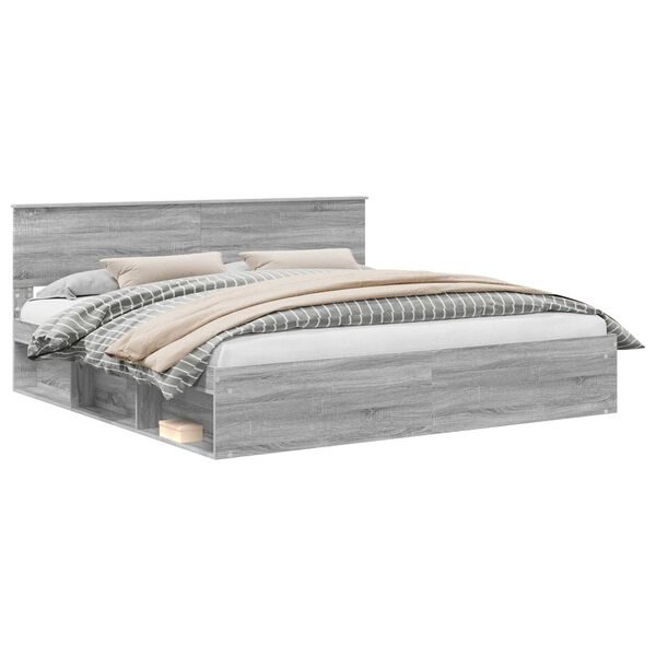 vidaXL S&auml;ngyn runko Harmaa Sonoma 200 x 200 cm Massiivinen m&auml;nty