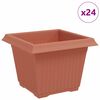 vidaXL Neli&ouml; Kukkaruukku 24 pcs Tiilenpunainen 23 x 23 x 17,5 cm Muovi