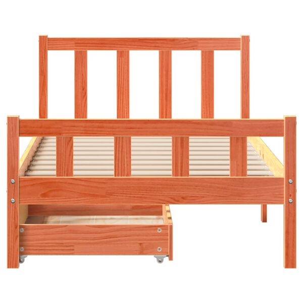 vidaXL S&auml;ngynrunko ilman patjaa vahanruskea 75x190 cm t&auml;ysi m&auml;nty