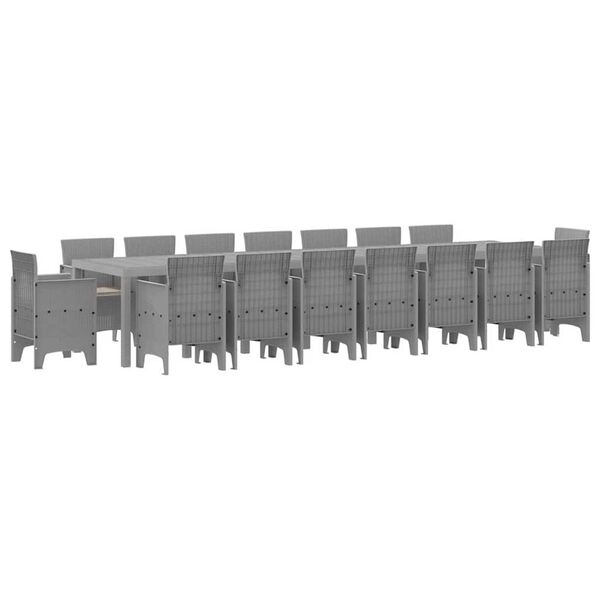 vidaXL Puutarhap&ouml;yt&auml;setti tyynyill&auml; tyynyll&auml; 17 pcs Vaaleanharmaa PP