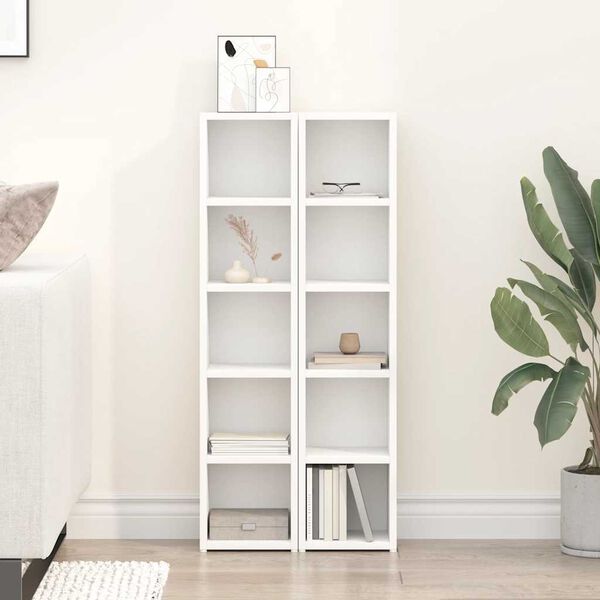 vidaXL CD-hyllyt 2 kpl valkoinen 21x16x93,5 cm lastulevy