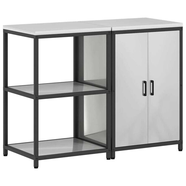 vidaXL Keitti&ouml;n s&auml;ilytyssarja hyllyll&auml; 2 pcs Hopea Galvanoitu ter&auml;s