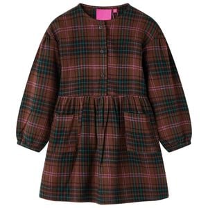 vidaXL Lasten pitk&auml;hihainen mekko konjakki 92