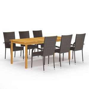 vidaXL 7-osainen ulkoruokailuryhm&auml; ruskea