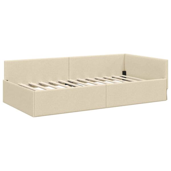 vidaXL Kulmavuoteen runko päätyllä Kerma 100 cm x 200 cm Sametti