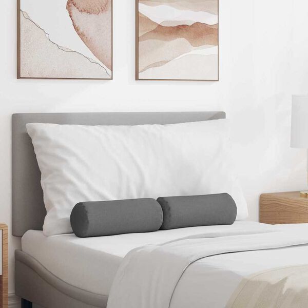 vidaXL Pystytyynyt 2 pcs Tumma harmaa Ø 15 x 40 cm kangas