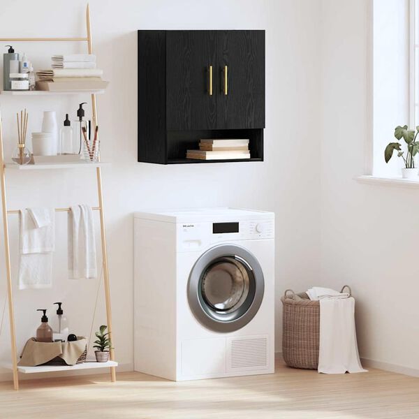 vidaXL Sein&auml;kaappi Musta tammi 60 x 31 x 70 cm Tekninen puu