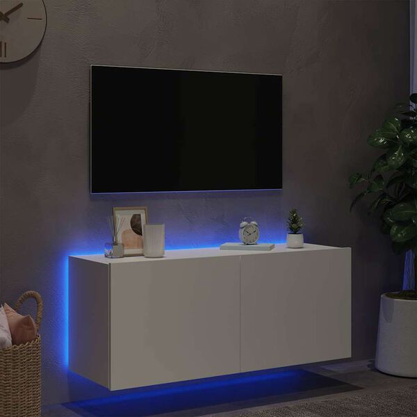 vidaXL TV-sein&auml;kaappi LED-valoilla valkoinen 100x35x41 cm