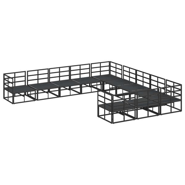 vidaXL Puutarhasohva Setti tyynyllä 11 pcs Musta Alumiini