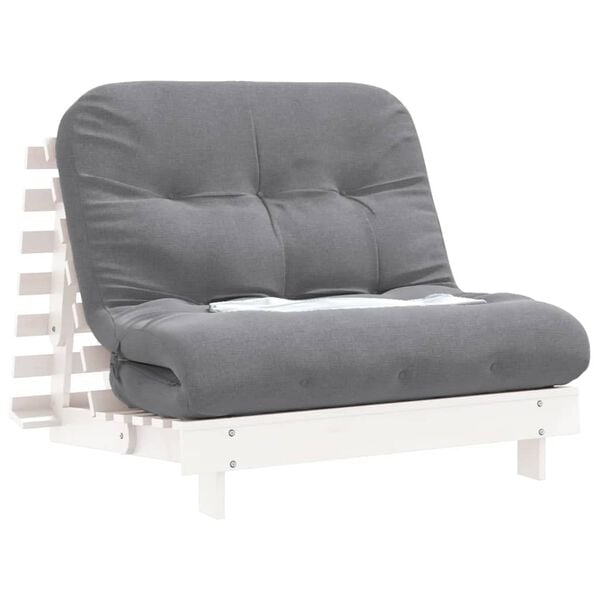 vidaXL Futon vuodesohva patjalla valkoinen 100x206x11 cm t&auml;ysi m&auml;nty