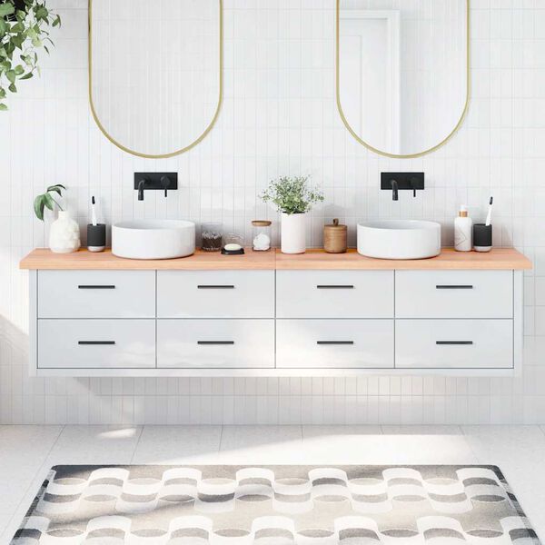 vidaXL Kylpyhuoneen ty&ouml;taso v.ruskea 220x40x(2-4)cm k&auml;sitelty t&auml;yspuu