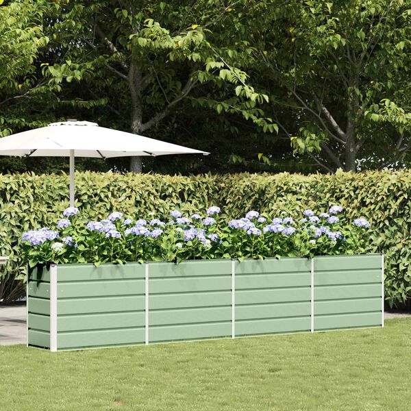 vidaXL Kukkalaatikko Pastelli vihre&auml; 480 x 50 x 45 cm Galvanoitu ter&auml;s