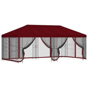 vidaXL Paviljonki sivuseinill&auml; 6 x 3 m Burgundi Polyesteri ja ter&auml;s
