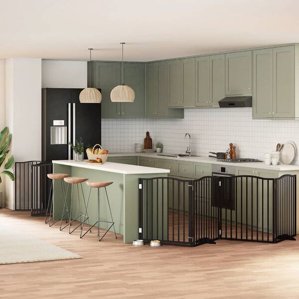 vidaXL Koiraportti kokoontaittuva 12 paneelia musta 960 cm poppelipuu